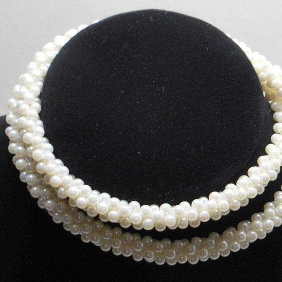 Vintage Pearl Beaded 30in Crochet Necklace retro - Picture 1 of 6